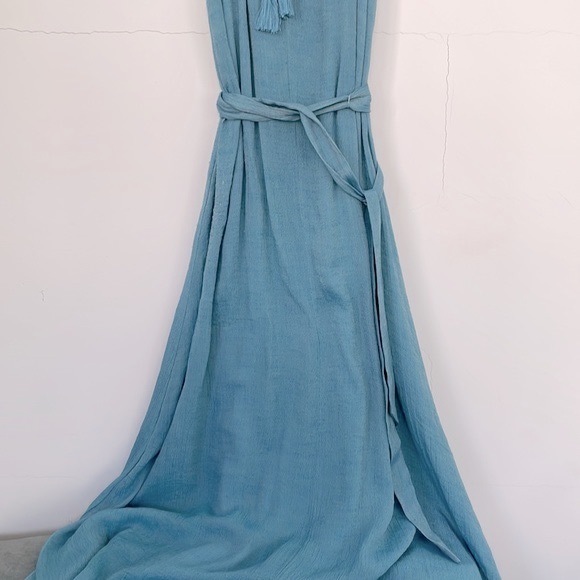 Forever 21 Maxi Dress with Tie Waist in Sea Blue, Size Small - Picture 4 of 12